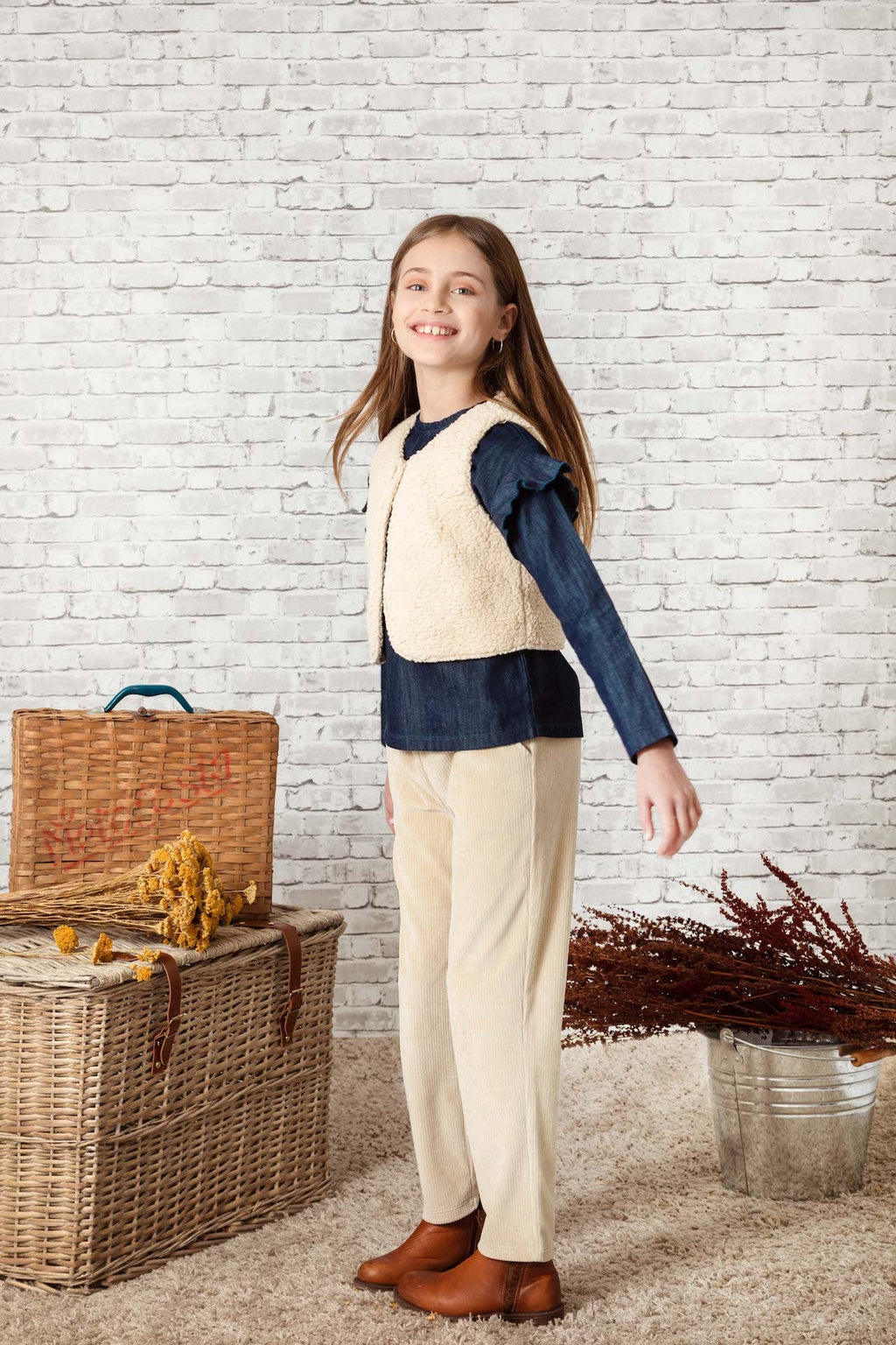 Peach Zeus | Gilet met knoop | Beige