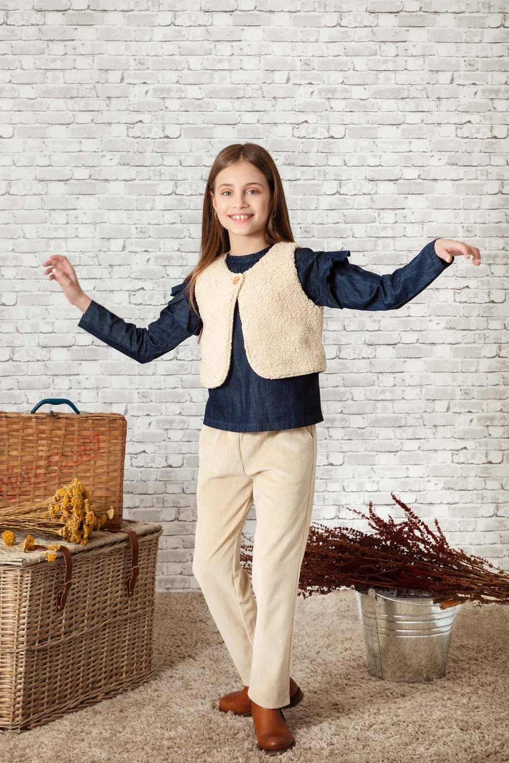 Peach Zeus | Gilet met knoop | Beige