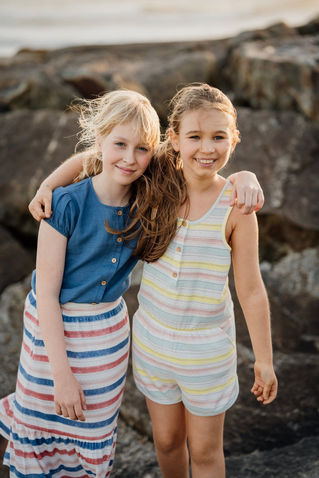 Peach Zeus | Rok met pastel strepen | met zakken