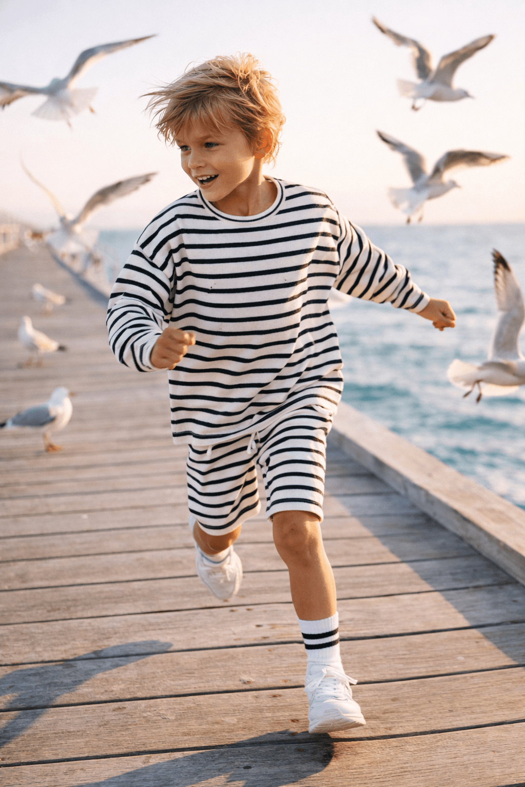 Minikid | Shirt met lange mouwen | Wit met blauwe streep