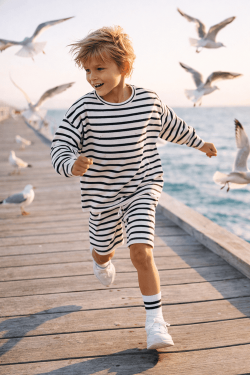Minikid | Shirt met lange mouwen | Wit met blauwe streep