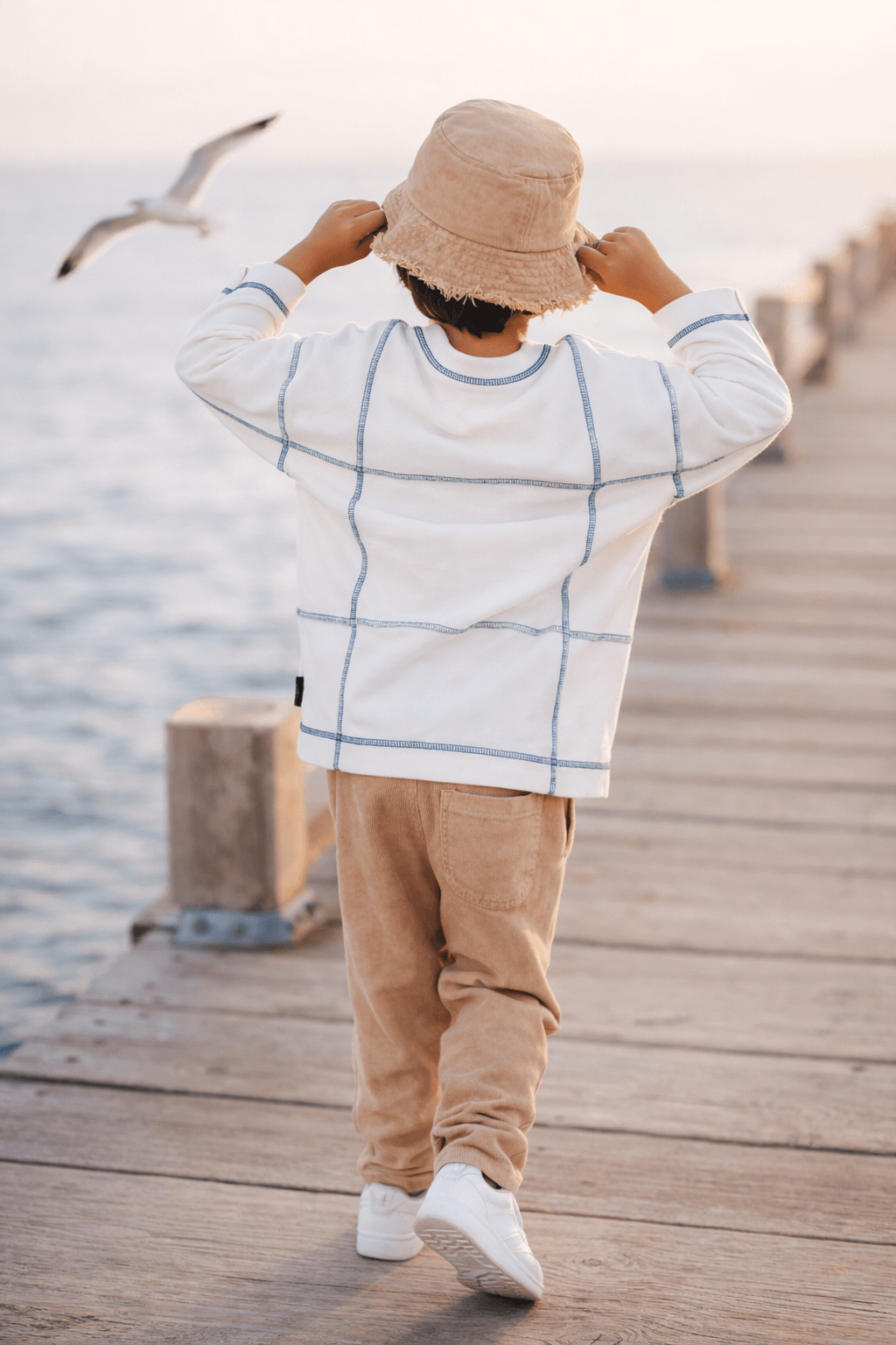 Minikid | Shirt met lange mouwen | Wit met blauwe ruit | Boys