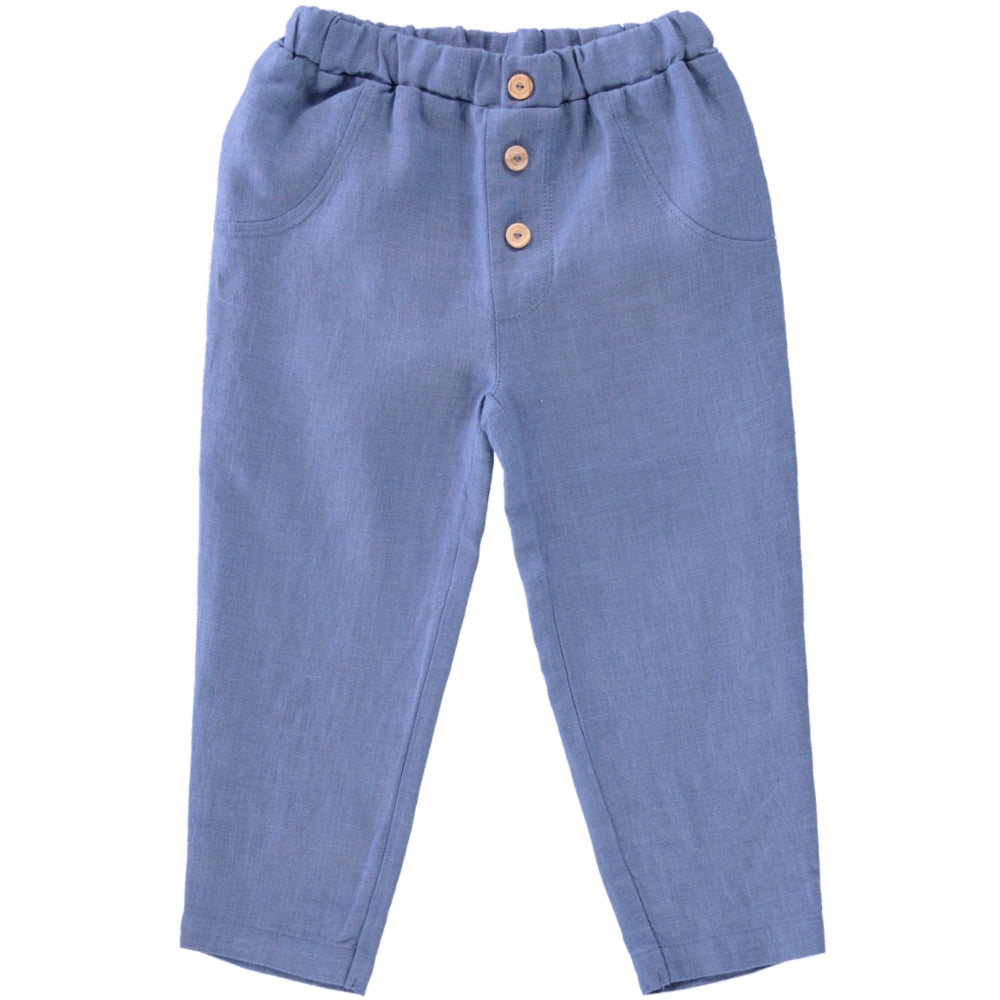 Peach Zeus | Blauwe zomerse broek | Linnen