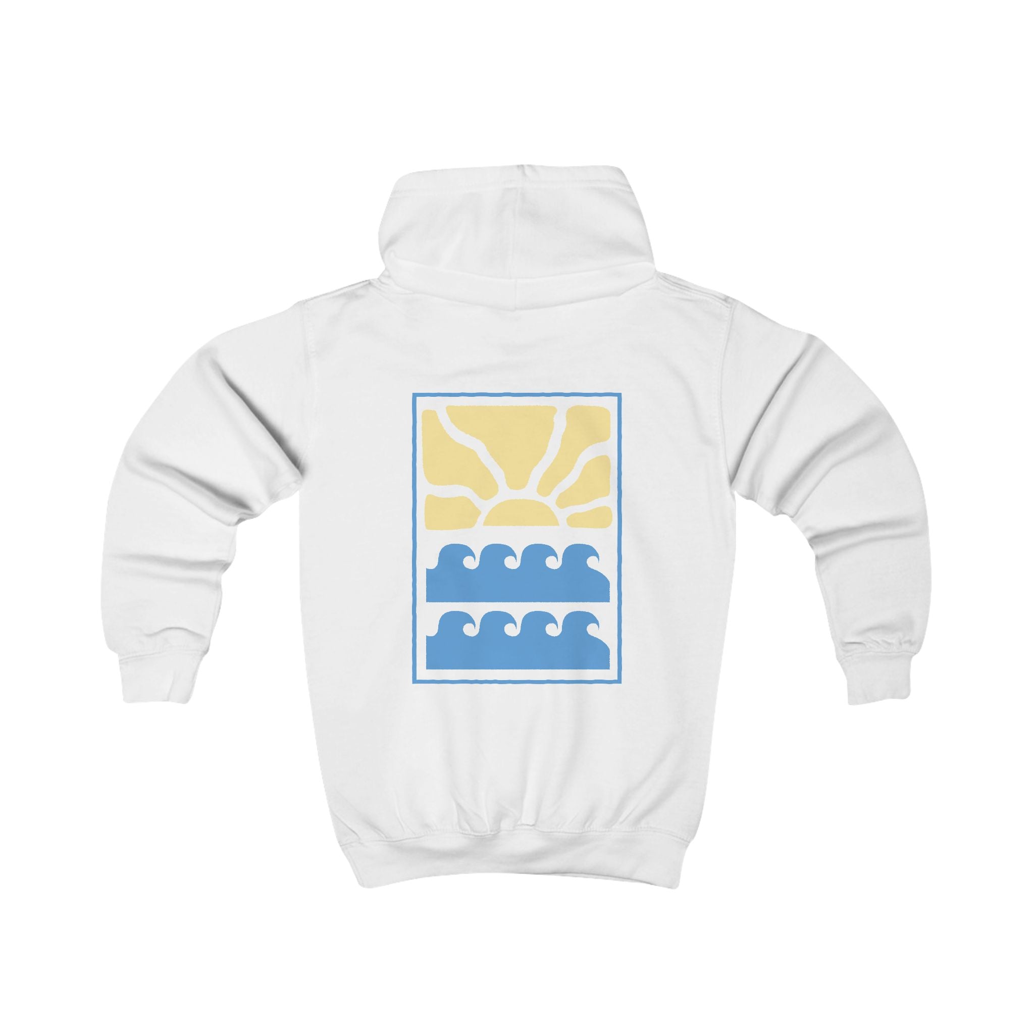 by HEY | Kinder Hoodie Sunrise Waves | Zachte Katoenen Hoodie met Zonsondergang & Zee Print