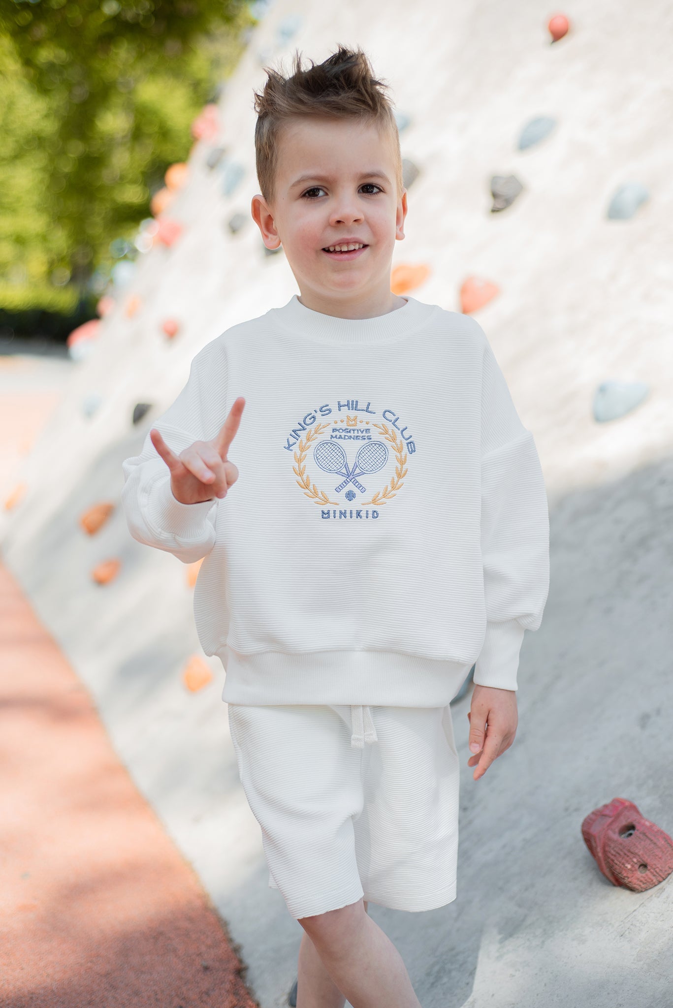 Minikid | Trui ribstof | Wit