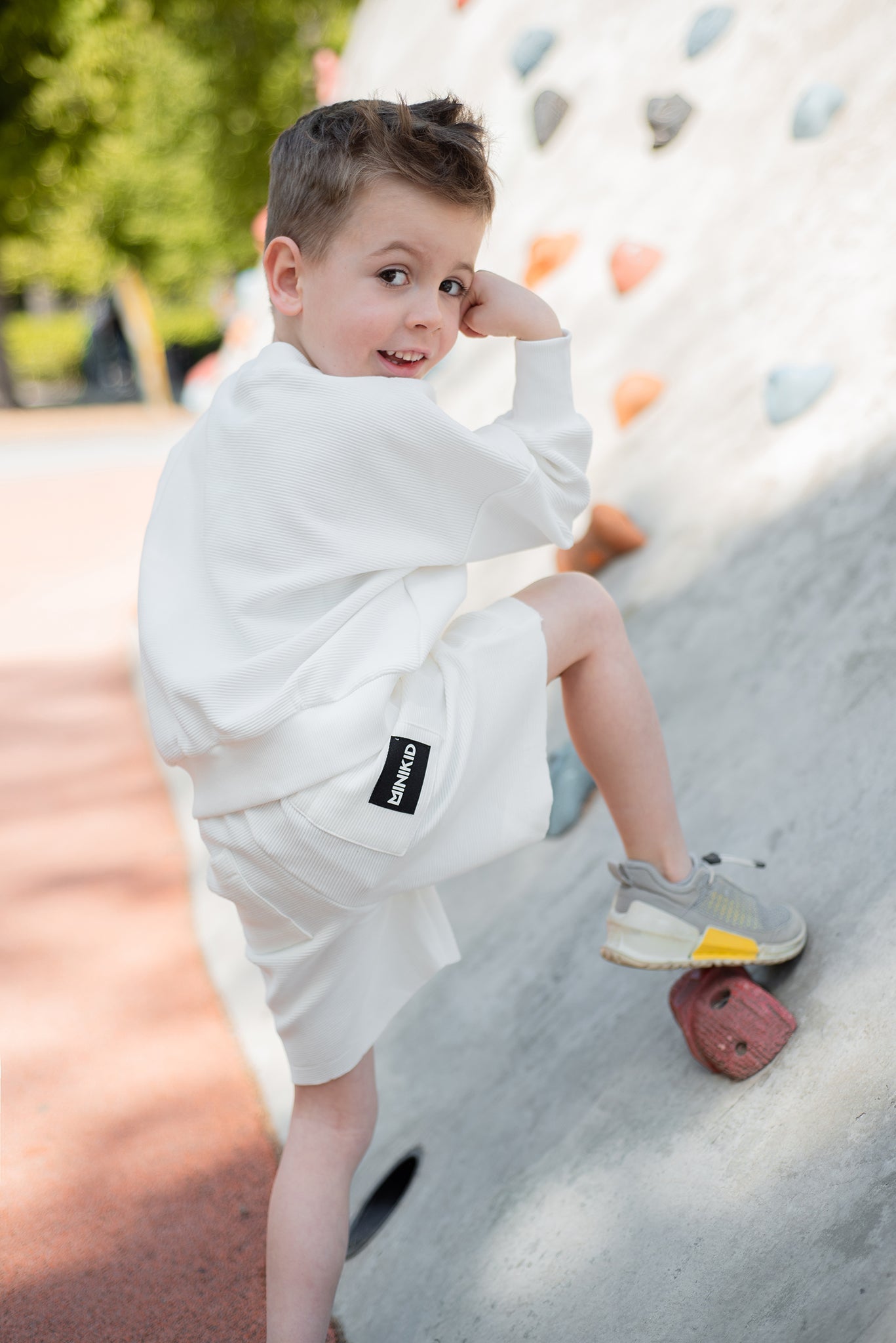 Minikid | Trui ribstof | Wit