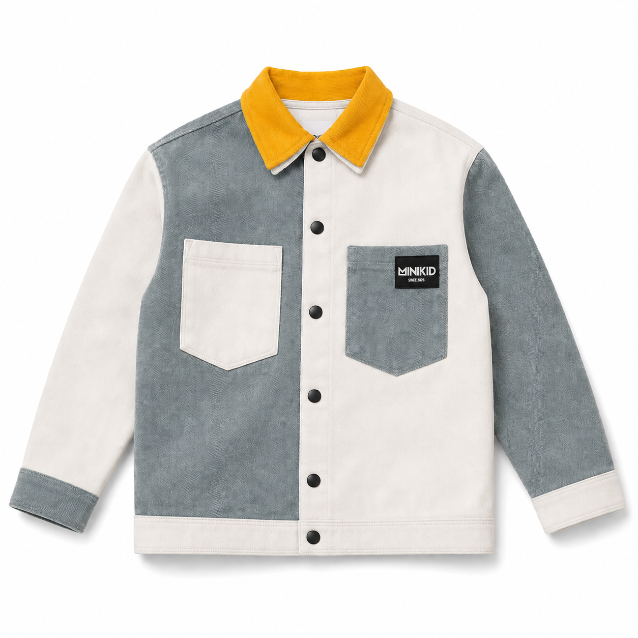 Minikid | Jas met knopen | Wit en Denim | Boys