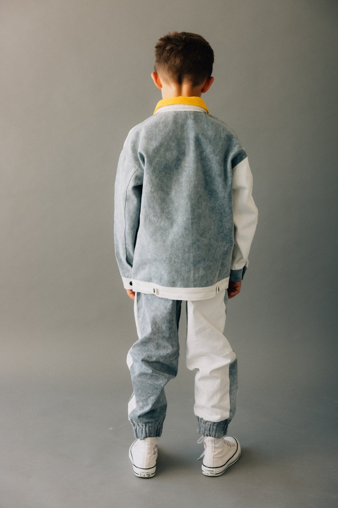 Minikid | Jas met knopen | Wit en Denim | Boys