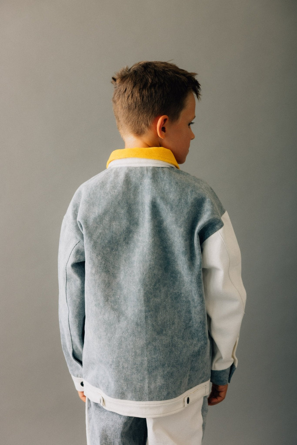 Minikid | Jas met knopen | Wit en Denim | Boys