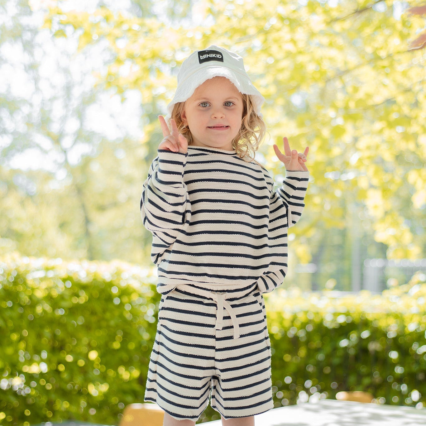 Minikid | Shirt met lange mouwen | Wit met blauwe streep