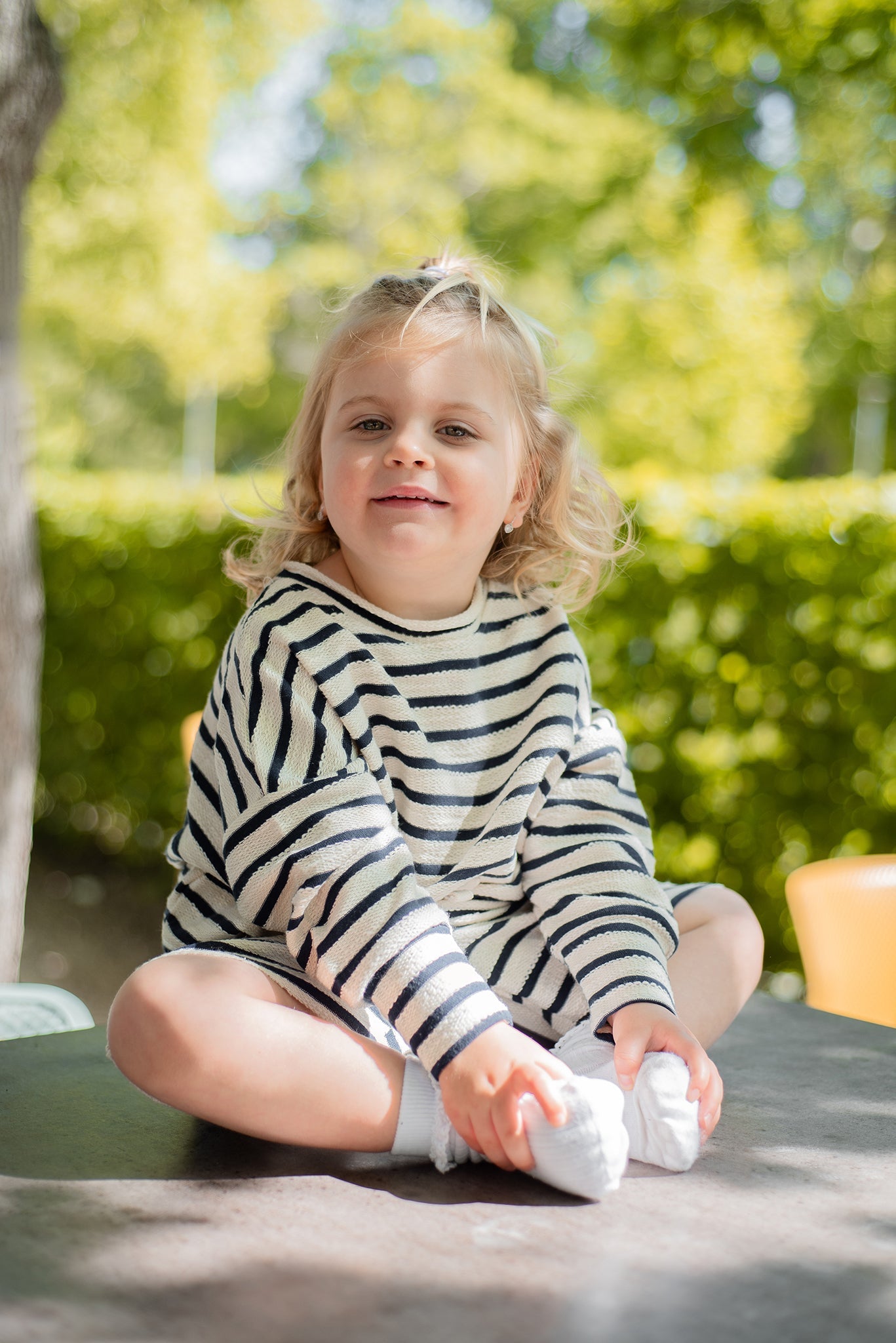 Minikid | Shirt met lange mouwen | Wit met blauwe streep