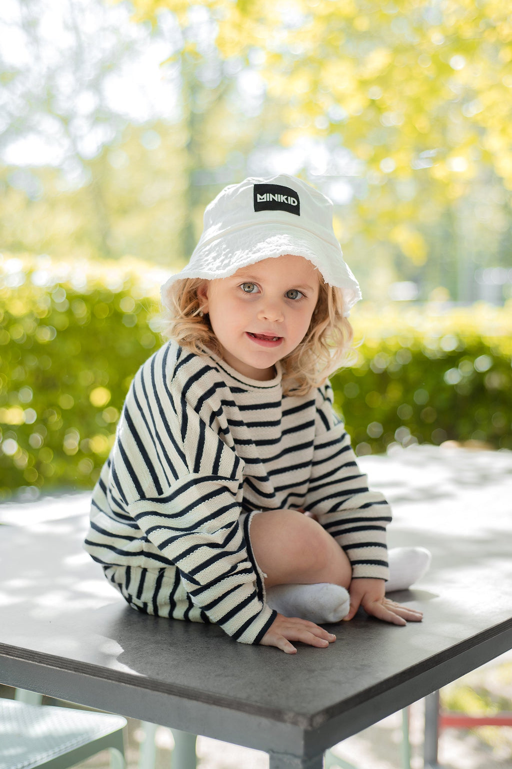 Minikid | Shirt met lange mouwen | Wit met blauwe streep