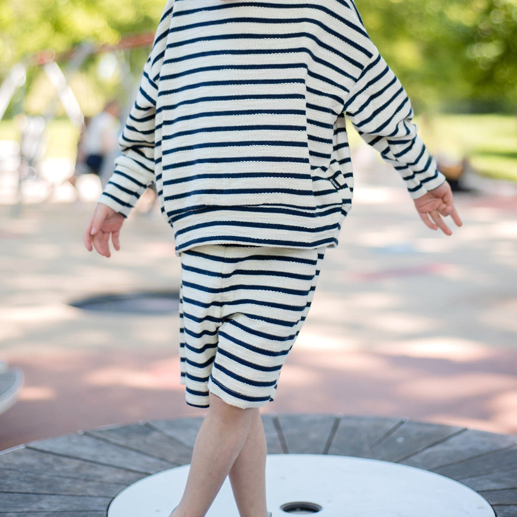 Minikid | Short | korte broek | Wit met blauwe streep