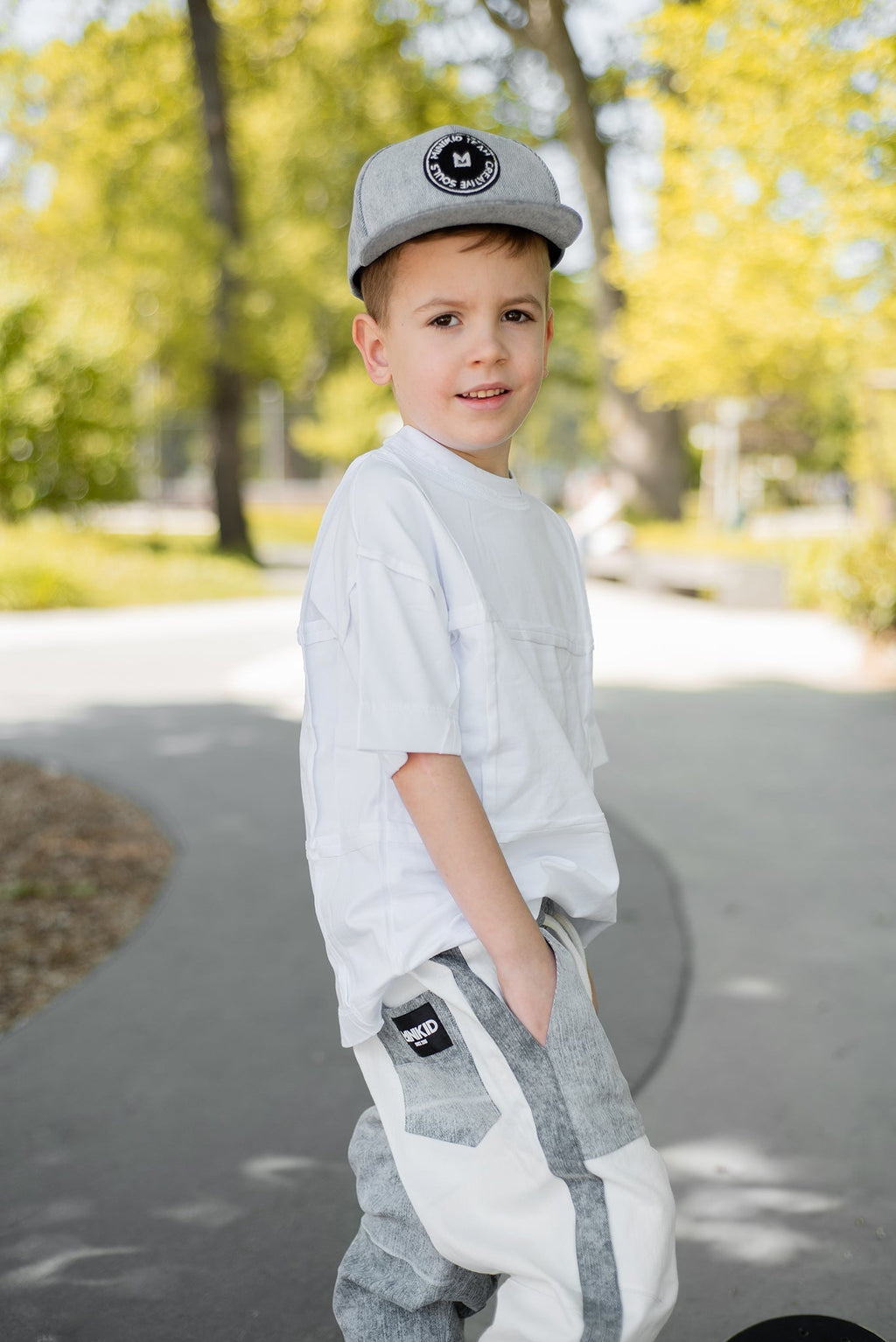 Minikid | Wit T-shirt | Baggy shirt | Jongens | met ruit
